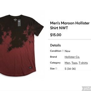Hollister Men's Black and Maroon Tee, NWT